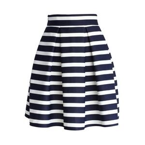 Blue And White Stripe A-Line Mini Skirt En Chicwish‎ Size Small